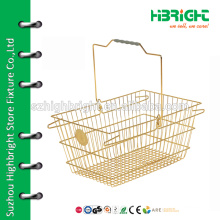 convenient supermarket plastic and metal shoping basket